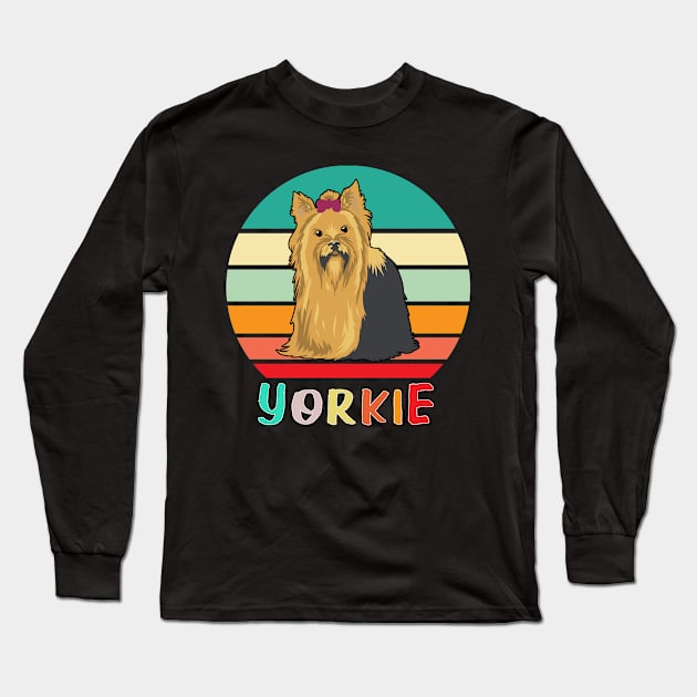 Vintage Retro Yorkie Long Sleeve T-Shirt by adrinalanmaji